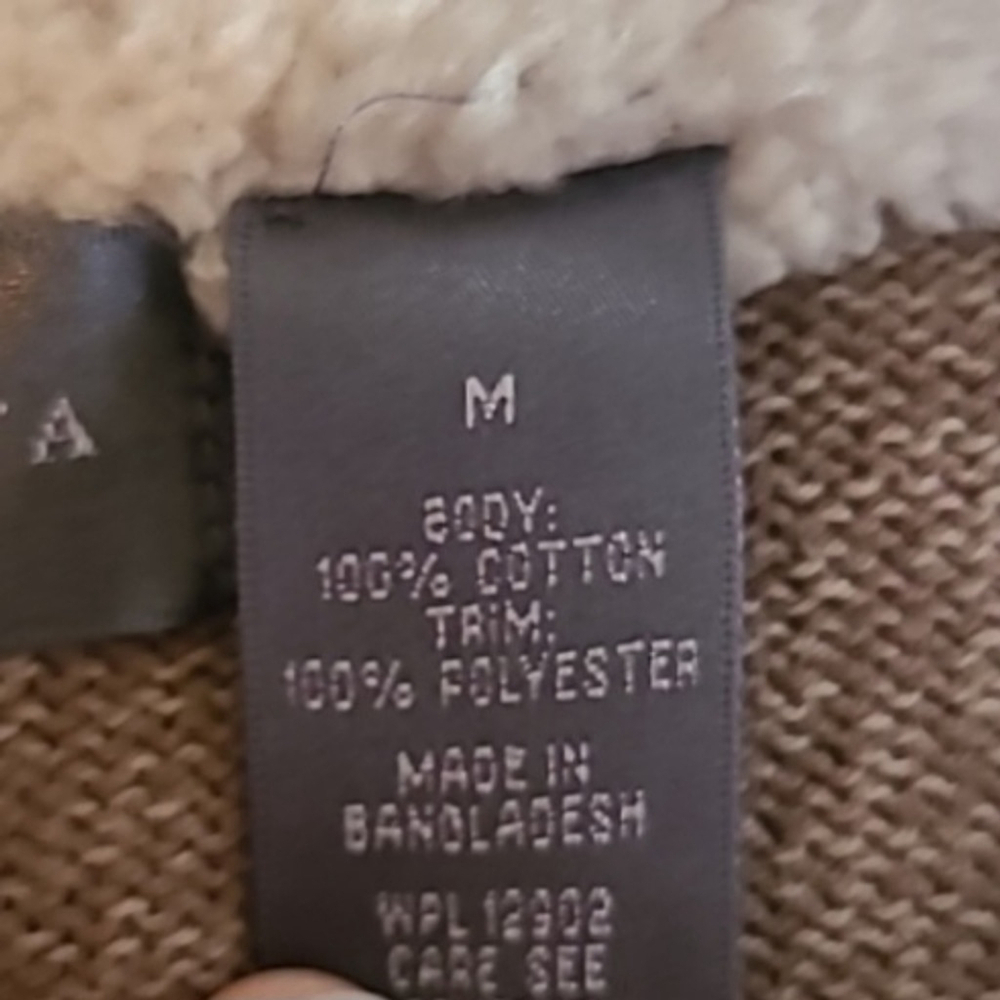Oscar De LA Renta men's Sherpa collar sweater. Size M. Tan Henley knit.(#592) - Picture 8 of 13